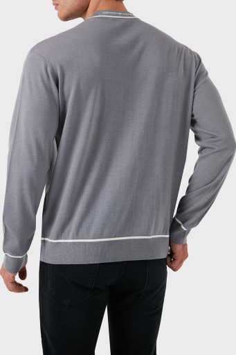 Emporio Armani % 100 Yün Regular Fit Bisiklet Yaka Erkek Kazak 6D1MXH 1MJLZ F625 GRİ - 10