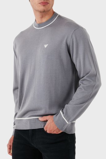 Emporio Armani % 100 Yün Regular Fit Bisiklet Yaka Erkek Kazak 6D1MXH 1MJLZ F625 GRİ - 12