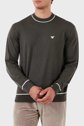 Emporio Armani % 100 Yün Regular Fit Bisiklet Yaka Erkek Kazak 6D1MXH 1MJLZ F626 HAKİ - 3