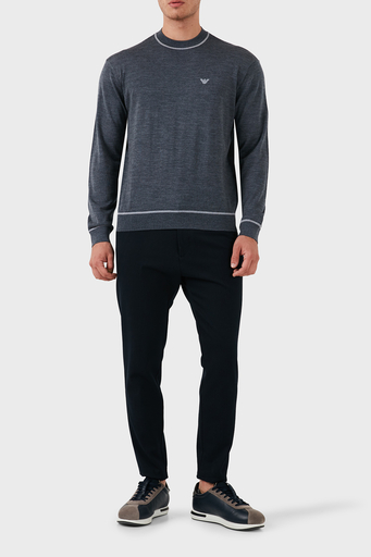Emporio Armani % 100 Yün Regular Fit Bisiklet Yaka Erkek Kazak 6D1MXH 1MJLZ F628 GRİ - 3