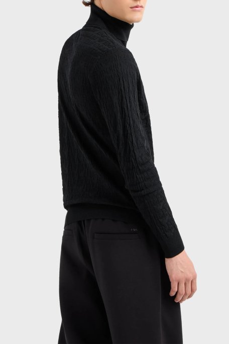 Emporio Armani % 100 Yünlü Balıkçı Yaka Erkek Kazak 6D1MXJ 1MJMZ 0999 SİYAH - 3