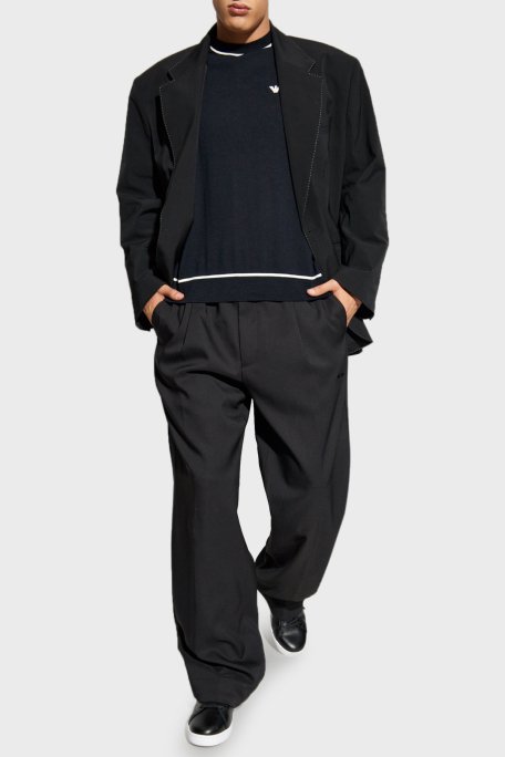 Emporio Armani % 100 Yünlü Bisiklet Yaka Erkek Kazak 6D1MXH 1MJLZ F930 KOYU LACİVERT - 2