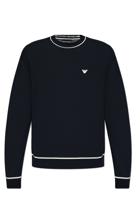 Emporio Armani % 100 Yünlü Bisiklet Yaka Erkek Kazak 6D1MXH 1MJLZ F930 KOYU LACİVERT - 5