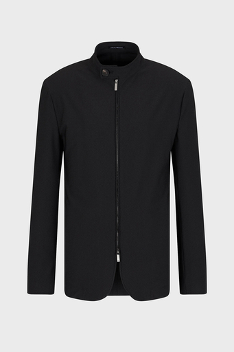 Emporio Armani 3D Efektli Regular Fit Çift Fermuarlı Düğmeli Dik Yaka Erkek Ceket EM000143 TE11109 UC001 SİYAH - 5