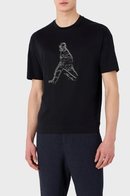 Emporio Armani Baskılı Bisiklet Yaka Regular Fit Erkek T Shirt 3R1TT9 1JUVZ 0920 LACİVERT - 5