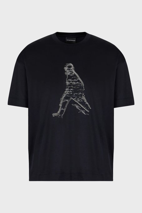 Emporio Armani Baskılı Bisiklet Yaka Regular Fit Erkek T Shirt 3R1TT9 1JUVZ 0920 LACİVERT - 8
