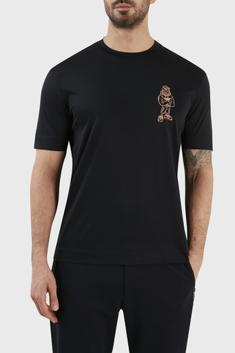 Emporio Armani Baskılı Pamuk Karışımlı Bisiklet Yaka Regular Fit Erkek T Shirt 3R1TU2 1JUVZ 0920 LACİVERT - 3