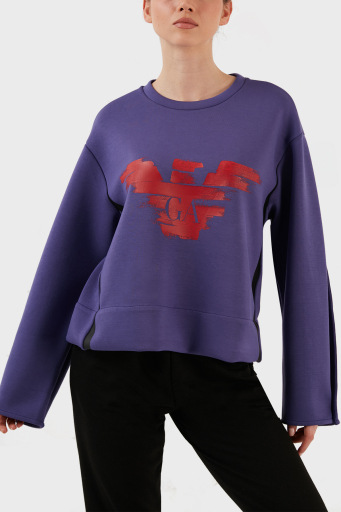 Emporio Armani Baskılı Relaxed Fit Bisiklet Yaka Bayan Sweat 3R2M6G 2JXQZ 0820 MOR - 2