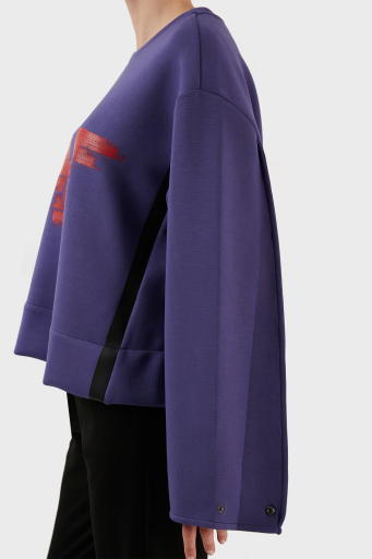 Emporio Armani Baskılı Relaxed Fit Bisiklet Yaka Bayan Sweat 3R2M6G 2JXQZ 0820 MOR - 4