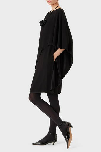 Emporio Armani Geniş Yaka Pelerin Kollu Mini Bayan Elbise 6K2A78 2N8XZ 0999 SİYAH - 3