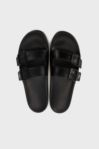 Emporio Armani Çift Bantlı Logolu Unisex Terlik XVPS13 XR275 K485 SİYAH-BEYAZ - 4