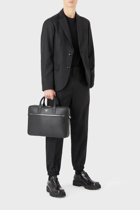 Emporio Armani Çıkarılabilir Uzatma Askılı Fermuarlı Laptop Erkek Çanta Y4P119 Y138E 81072 SİYAH - 2