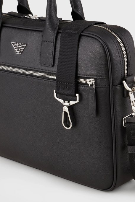Emporio Armani Çıkarılabilir Uzatma Askılı Fermuarlı Laptop Erkek Çanta Y4P119 Y138E 81072 SİYAH - 5
