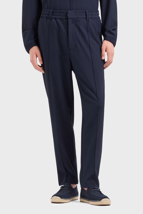 Emporio Armani Çimalı Regular Fit Normal Bel Düz Paça Fitilli Erkek Pantolon EM001508 AF14076 UB118 LACİVERT - 1
