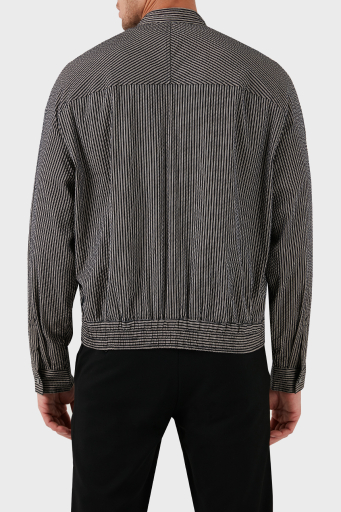 Emporio Armani Çizgili Dik Yaka Regular Fit Mevsimlik Erkek Mont 3D1BL6 1NPIZ F014 SİYAH - 10