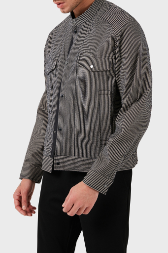 Emporio Armani Çizgili Dik Yaka Regular Fit Mevsimlik Erkek Mont 3D1BL6 1NPIZ F014 SİYAH - 11