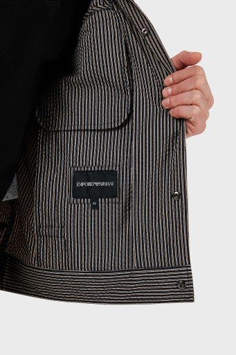 Emporio Armani Çizgili Dik Yaka Regular Fit Mevsimlik Erkek Mont 3D1BL6 1NPIZ F014 SİYAH - 14