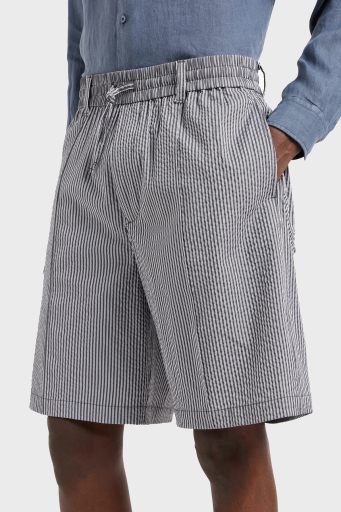 Emporio Armani Çizgili Gofre Relaxed Fit Erkek Short 3D1PE2 1NPIZ 06F8 GRİ-BEYAZ - 9