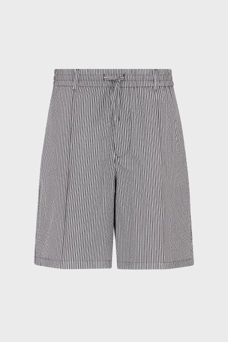 Emporio Armani Çizgili Gofre Relaxed Fit Erkek Short 3D1PE2 1NPIZ 06F8 GRİ-BEYAZ - 5