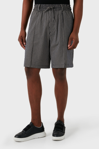 Emporio Armani Çizgili Gofre Relaxed Fit Erkek Short 3D1PE2 1NPIZ F014 SİYAH-BEYAZ - 2