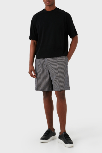 Emporio Armani Çizgili Gofre Relaxed Fit Erkek Short 3D1PE2 1NPIZ F014 SİYAH-BEYAZ - 7