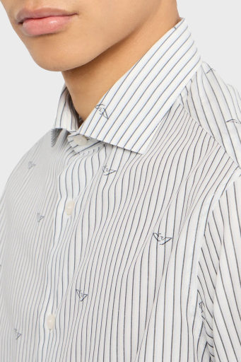 Emporio Armani Çizgili Pamuklu Regular Fit Erkek Gömlek 3D1C86 1K3LZ F1H2 AÇIK MAVİ - 2