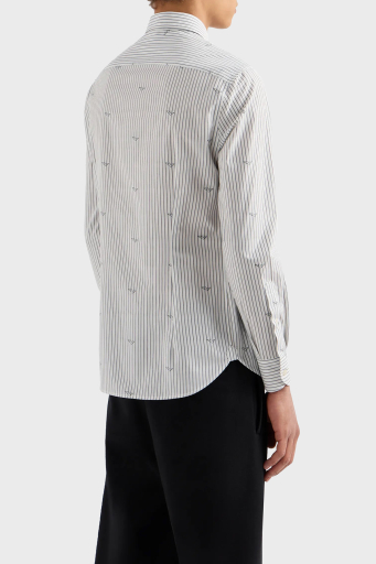 Emporio Armani Çizgili Pamuklu Regular Fit Erkek Gömlek 3D1C86 1K3LZ F1H2 AÇIK MAVİ - 3