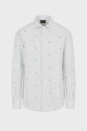 Emporio Armani Çizgili Pamuklu Regular Fit Erkek Gömlek 3D1C86 1K3LZ F1H2 AÇIK MAVİ - 4