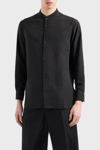 Emporio Armani Comfort Fit Hakim Yaka Gofre Erkek Gömlek 3D1CG8 1NTEZ 0999 SİYAH - 6