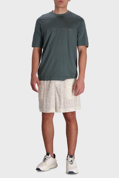 Emporio Armani Comfort Fit Lastikli Bel Kartal Logolu Bermuda Erkek Short EM001846 AF15260 MB046 BEYAZ - 1
