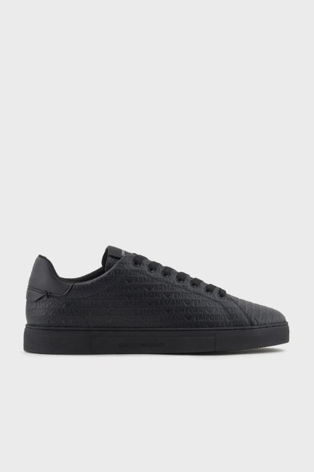 Emporio Armani Deri Logolu Sneaker Erkek Ayakkabı X4X670 XD432 00002 SİYAH - 1