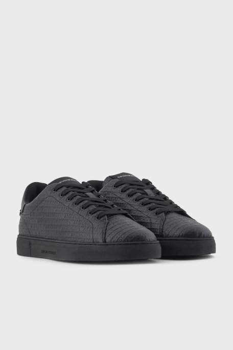 Emporio Armani Deri Logolu Sneaker Erkek Ayakkabı X4X670 XD432 00002 SİYAH - 2