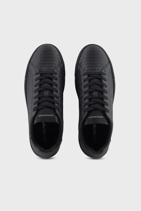 Emporio Armani Deri Logolu Sneaker Erkek Ayakkabı X4X670 XD432 00002 SİYAH - 3