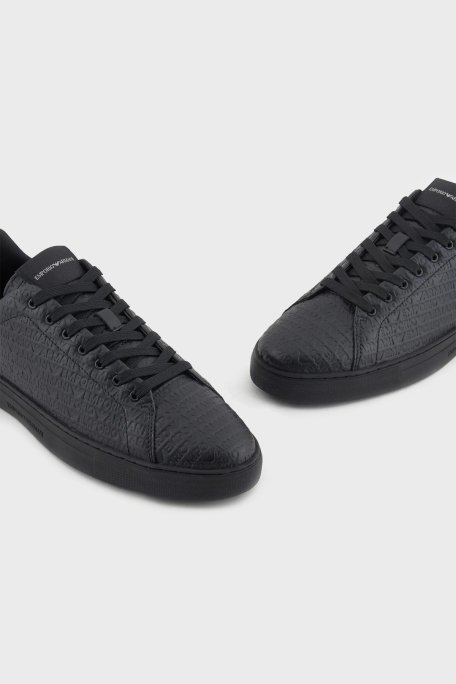 Emporio Armani Deri Logolu Sneaker Erkek Ayakkabı X4X670 XD432 00002 SİYAH - 5