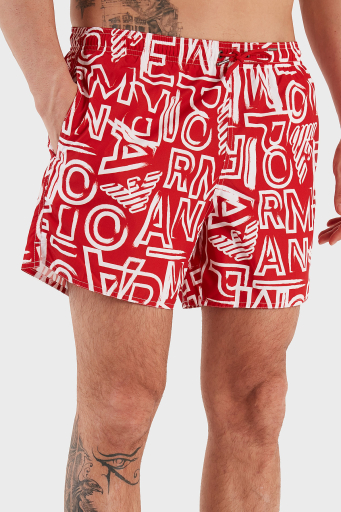 Emporio Armani Desenli Deniz Şortu Cepli Erkek Mayo Short 211740 3R435 24073 KIRMIZI - 2