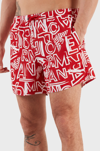 Emporio Armani Desenli Deniz Şortu Cepli Erkek Mayo Short 211740 3R435 24073 KIRMIZI - 9