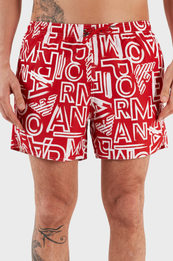 Emporio Armani Desenli Deniz Şortu Cepli Erkek Mayo Short 211740 3R435 24073 KIRMIZI - 10