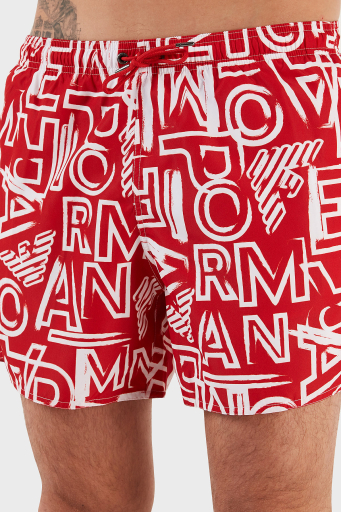 Emporio Armani Desenli Deniz Şortu Cepli Erkek Mayo Short 211740 3R435 24073 KIRMIZI - 11