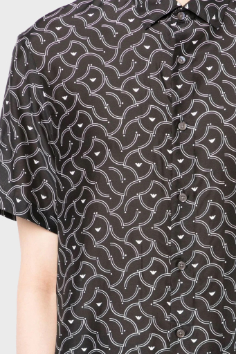 Emporio Armani Desenli İpek Karışımlı Regular Fit Kısa Kollu Erkek Gömlek 3L1CB9 1NBOZ F048 SİYAH - 2