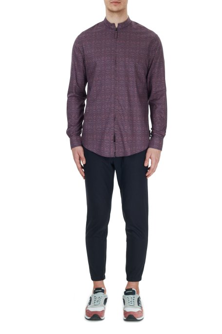 Emporio Armani Dik Yaka Fermuarlı Erkek Gömlek 91SMLL 1ND1Z F301 BORDO - 11