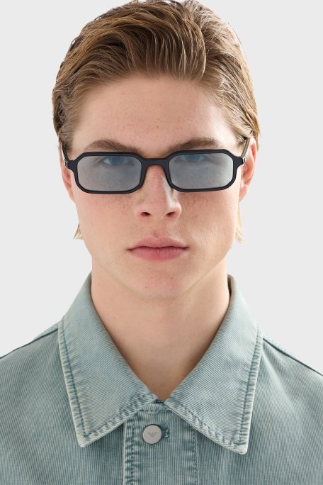 Emporio Armani Dikdörtgen Güneş Erkek Gözlük 0EA4253U 501765 54 Parlak Siyah-Açık Gök Mavisi - 2