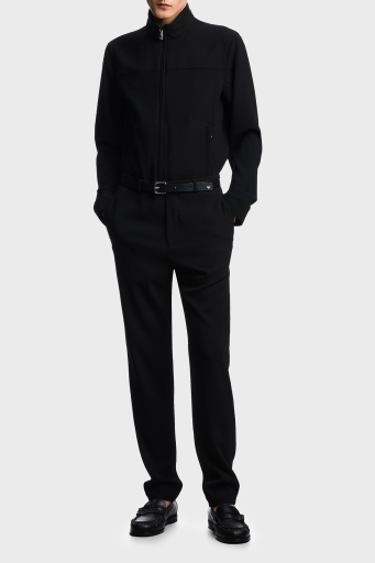 Emporio Armani Dokuma Regular Fit Yüksek Bel Düz Paça Chino Erkek Pantolon EM000158 TE14101 UC001 SİYAH - 1