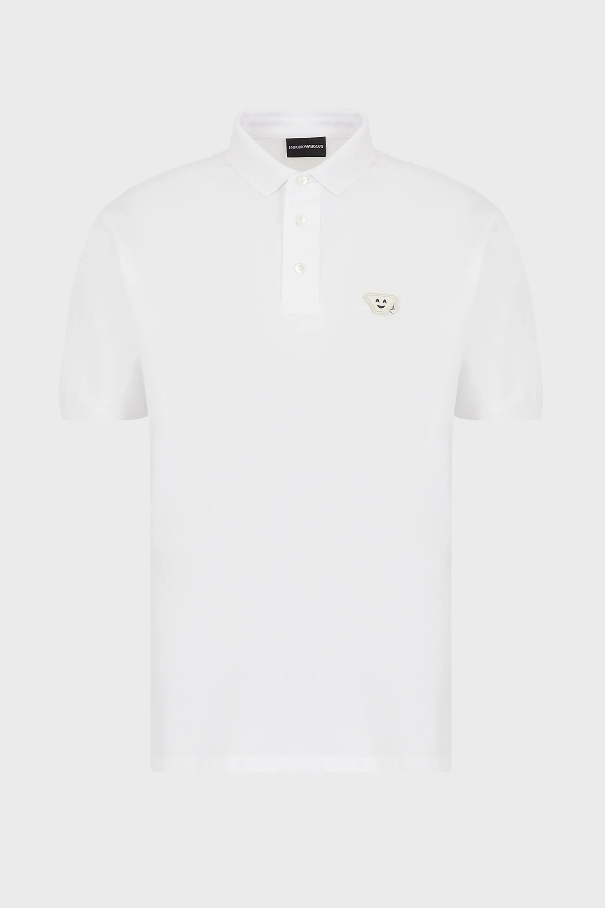 Emporio Armani Emoji Yamalı Pamuklu Düğmeli T Shirt Erkek Polo 3L1FAL 1JUVZ 0101 BEYAZ