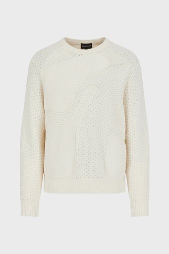 Emporio Armani Bisiklet Yaka Yün Karışımlı Erkek Kazak 6K1MV3 1M03Z 0102 BEYAZ - 6