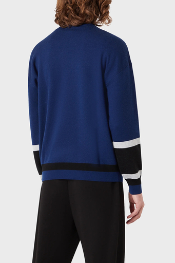 Emporio Armani Logo Baskılı Bisiklet Yaka % 100 Yün Erkek Kazak 6K1MXA 1MSRZ 0938 SAKS