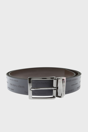 Emporio Armani Logo Baskılı Ters Çevrilebilir Kayış % 100 Deri Erkek Kemer Y4S426 YTU5J 88044 SİYAH-KAHVE - 4