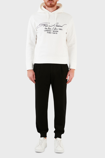 Emporio Armani Baskılı Kapüşonlu Regular Fit % 100 Pamuk Erkek Sweat 6K1M92 1JQKZ 0120 BEYAZ - 5