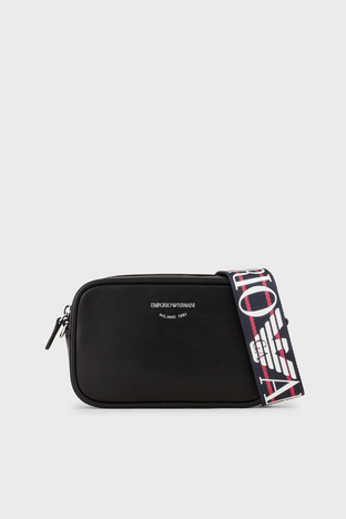 Emporio Armani - Emporio Armani Fermuarlı Çıkarılabilir Askılı Hakiki Deri Bayan Çanta Y3H276 Y478E 80001 SİYAH
