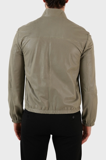 Emporio Armani Fermuarlı Dik Yaka Hakiki Deri Spor Erkek Ceket D41R86 D1P86 618 AÇIK YEŞİL - 6