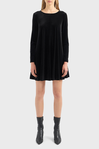 Emporio Armani Fermuarlı Şönil Kloş Bayan Elbise 6R2A6B 2JVZZ 0999 SİYAH - 1